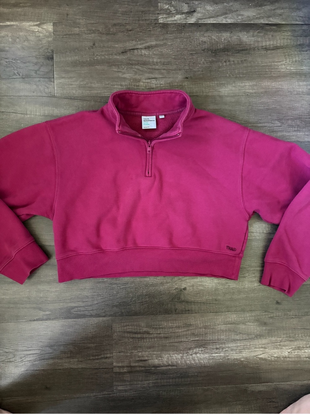 Aritzia TNA Cozy Fleece Perfect 1/4 Zip Sweatshirt Magenta